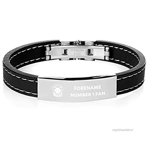 Official Personalised Bradford Bulls Steel & Rubber Bracelet