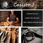 Personalised Mens Leather Bracelet Engraved Bracelet for Men Dad Husband ID Identity Customised Name Gift for Christmas Birthday Wedding Anniversary Father's Day