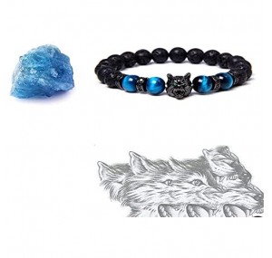 Save a Wolf Bracelet Wolf Head Lava Rock Bracelet Healing Crystal Stress Relief Anti Anxiety Energy Stone Beaded Bracelet