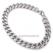 Steelmeup Stainless Steel Simple Curb Cuban Link Chain Bracelet for Men Boys 6mm 8mm 10mm 12mm 7inch 8inch 9inch silver