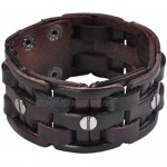 Zysta Punk Gothic Mens Genuine Leather Braided Bracelet Wristband Cuff Bangle 8.5-9 Black/Brown