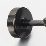 2pcs 6-8MM Black Screw Stud Earrings for Men Women Steel Cheater Fake Ear Plugs Gauges Illusion Tunnel
