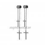 3 Pairs Stainless Steel Piercing Huggie Hoop Egyptian Tassel Cross Dangle Earring for Mens Womens Teens Hypoallergenic Silver Gold Black