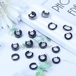 Adramata 8Pairs Stainless Steel Black Small Hoop Earrings for Men Women CZ Inlaid Round Huggie Earrings Punk Piercing Earrings