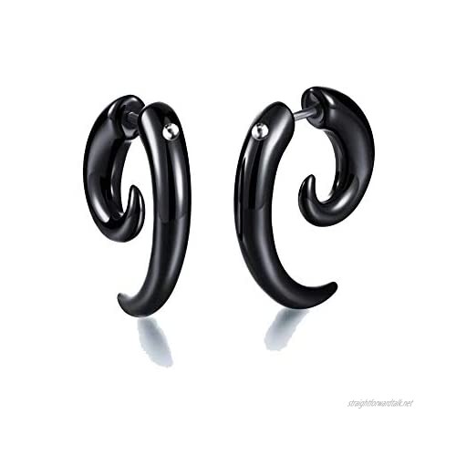 Black Fake Gauges Earrings for Men - Fake Ear Gauge - Black Horn Claw Stud Earrings - Tribal Spiral Fake Gauges Acrylic Ear 1PCS