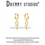 DREMMY STUDIOS Dainty Gold Huggie Hoop Earrings 18K Gold Plated Dangle Simple Drop Delicate Spike Ankh Cross Twist Hoop Earrings for Women Gift for Her