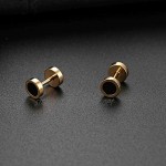 Flongo Men's Classic Stainless Steel 8MM Screw Back Round Illusion Stud Earring
