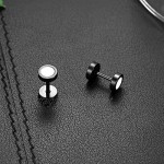 Flongo Men's Classic Stainless Steel 8MM Screw Back Round Illusion Stud Earring