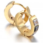 HAMANY Jewelry Mens Stainless Steel CZ Hoop Huggie Earrings Black White Gold