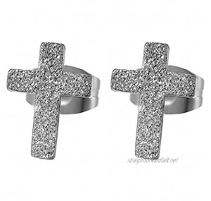 Jewelrywe Dull Polish Small Black Stainless Steel Cross Stud Earrings For Women & Men Hot Fashion Brincos Pendientes