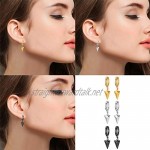 JewelryWe Unisex Hoop Stud Earrings Hinged Dangling Cone Earrings For Men Women Hypoallergenic