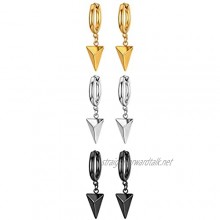 JewelryWe Unisex Hoop Stud Earrings Hinged Dangling Cone Earrings For Men Women Hypoallergenic