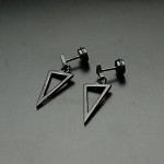 JSEA Black Gold Silver Stainless Steel Triangle Studs Dangle Earrings Screw Back Earrings Dangling