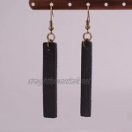 L&N Rainbery 2 Pairs Bar Leather Earrings Antique Looking Rectangle Faux Leather Bohemia Dangle Drop Earrings