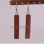 L&N Rainbery 2 Pairs Bar Leather Earrings Antique Looking Rectangle Faux Leather Bohemia Dangle Drop Earrings