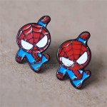 Lovely Cartoon Spider Man with Charm Section Web Stud Earring Necklace Cool Enamel Jewelry for Women Girls