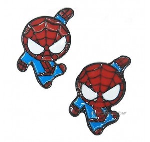 Lovely Cartoon Spider Man with Charm Section Web Stud Earring Necklace Cool Enamel Jewelry for Women Girls