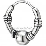 Men Women Stainless Steel Vintage Knot Circle Ball Huggie Hinged Hoop Earrings Unique