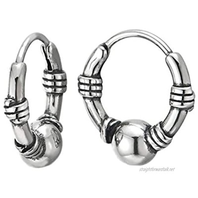 Men Women Stainless Steel Vintage Knot Circle Ball Huggie Hinged Hoop Earrings Unique