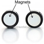 Men Women Steel Magnetic Blue Satin Circle Stud Earrings Non-Piercing Clip On Cheater Fake Gauges