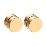Mens Women 8mm Stainless Steel Circle Magnetic Earrings Stud No Piercing faux plugs - Gold