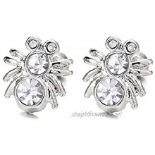 Mens Womens Spider Stud Earrings with Cubic Zirconia Steel Screw Back 2 pcs Gothic Punk Rock