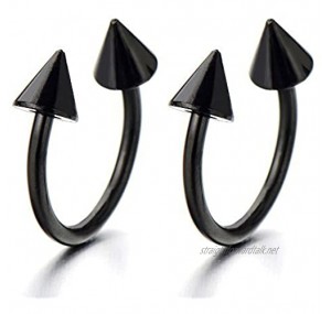 Pair of Black Arrow Huggie Hinged Earrings Unisex Men Women