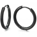 Pair Stainless Steel Plain Circle Huggie Hinged Hoop Earrings for Men Women Boys Classic