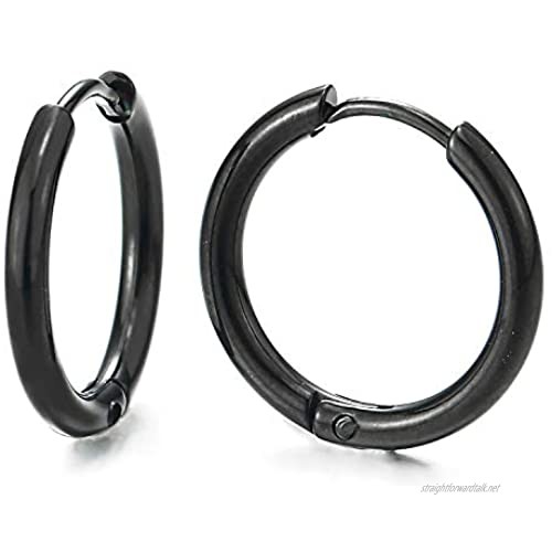 Pair Stainless Steel Plain Circle Huggie Hinged Hoop Earrings for Men Women Boys Classic