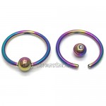 Pair Stainless Steel Rainbow Plain Circle Bead Huggie Hinged Hoop Earrings for Mens Womens