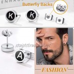 PROSTEEL Stainless Steel Letter Earrings Initial A Mens Studs