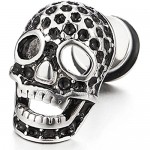 Rock Punk Gothic Mens Womens Steel Honeycomb Skull Stud Earrings Screw Back 2pcs