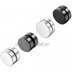 SODIAL(R) Man Woman Magnetic Jewelry Jewel Stainless Steel Earrings Expander Plug No Cross Body (Silver Black 2 pairs 8mm)