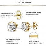YADOCA 9 Pairs Stainless Steel Stud Earring Set for Men Women Round Cubic Zirconia Ear Piercing Black Silver-tone Gold-tone
