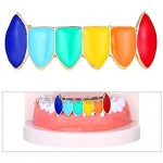 freneci 1 Piece 18k Gold Plated Hip Hop Teeth Caps Top Or Bottom Grill Colorful