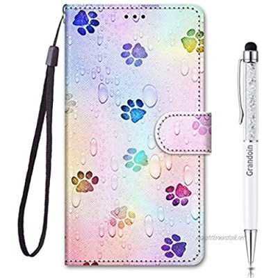 Grandoin for Nokia C1 2020 Case Creative PU Leather Magnetic Flip Cover with Card Slots Holders Silicone Inner [Color Printing] Bookstyle Wallet Case for Nokia C1 2020 (Footprint)