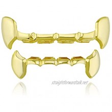 The Coolest Hip-hop Decoration Teeth. Silver-plated Gold-plated High-polished Teeth for Men and Women Hollow Size (gold Top + Bottom)