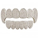 Top Bottom Tooth Caps for Mouth 18k Gold Plated All Iced Out Rhinestone Hip Hop Grill Caps Top & Bottom Set (Color : Two-tone) Colour:Two-tone Bracelets Earrings Rings Necklaces ( Color : Silver )