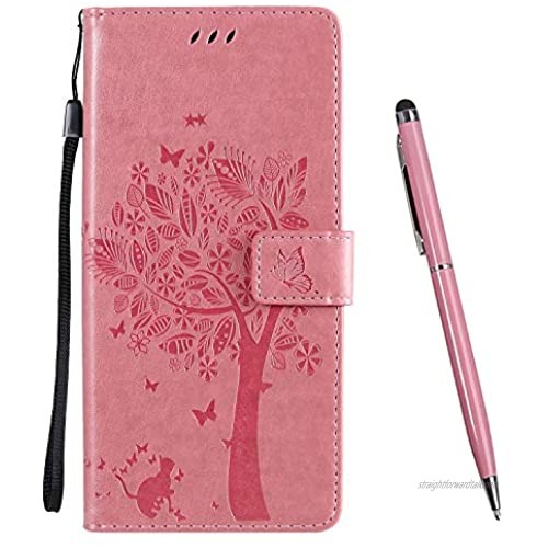 TOUCASA for Nokia 2.3 Case Wallet Case PU Leather Flip Magnetic [Embossed Design] Kickstand Card Slots Folio Protection Case for Nokia 2.3 (Pink)