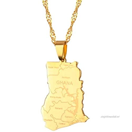 22K Gold Plated Ghana map chain Ghananian pendant