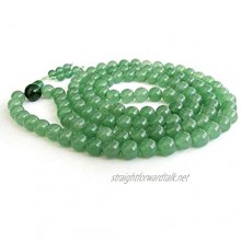 8mm Green Jade Tibet Buddhist 108 Prayer Beads Mala Necklace