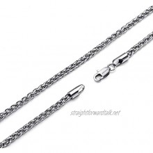 Aibless 4mm Upscale Titanium Steel Wheat Chain Necklaces for Men & Women 16"-30"