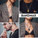 bandmax Initial Letter for Men Necklace Chain Dog Tags Stainless Steel 26 Alphabet Hollow Capitals Boy Chains with Pendants Jewelry Platinum/Gold/Black Necklace Chain for Men Spiga Chain(Gift Box)