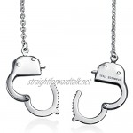 Biker Jewelry Handcuff Statement Necklace Working Lock Partners in Crime Stainless Steel Pendant for Women for Men 22 Inch