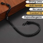 ChainsHouse Mens Franco Link Chain Bracelet for Men Women 3-6 mm Stainless Steel / Gold Plated /Black Wrist Chain Jewelry