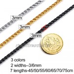 ChainsPro Men Women Wheat Chain 3/6mm 316l Stainless Steel Fashion Jewellery Necklace Gift for Men Women Boy Silver/Gold/Black 18-30''(with Gift Box)