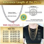 ChainsPro Mens Hip Hop Iced Out Chain Silver/Gold Diamond Chain Necklace Chain 4/14mm 18-30 inches(Pouch Velvet+Gift Box)