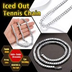 ChainsPro Mens Hip Hop Iced Out Chain Silver/Gold Diamond Chain Necklace Chain 4/14mm 18-30 inches(Pouch Velvet+Gift Box)