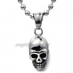 COOLSTEELANDBEYOND Tiny Skull Pendant Necklace for Men Women Steel High Polished with 23.6 inches Steel Ball Chain