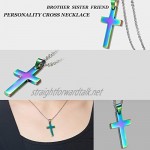 DaMei Personalised Stainless Steel Cross Pendant Necklace for Men & Women Custume Name Date Cross Necklace for Dad Family with Cuban Chain Jesus Blessing Crocs